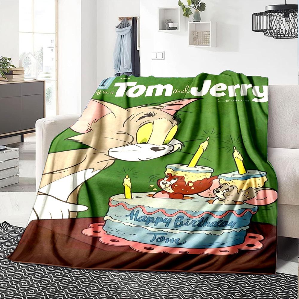 1pc Tom Jerry Flannel Blanket Soft Warm Throw for Home, Office, Travel, All-Season Cozy Bedding GiftL1124