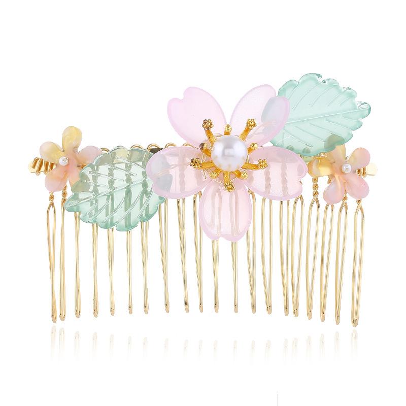 Древний ханьфу ручной работы, глазированный цветок, гребень для волос, вставной гребень, женственность, ретро, гребень для челки, заколки для волос-дисков, аксессуары для волос