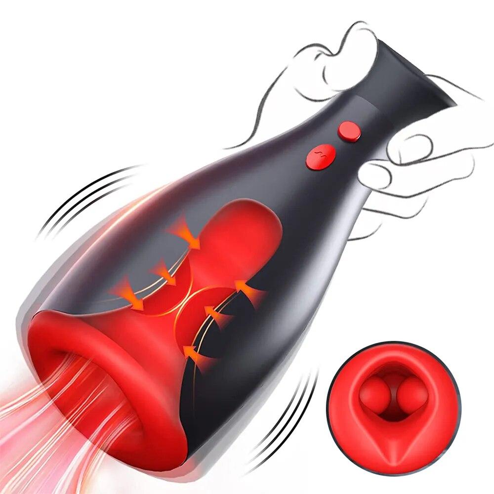 New Automatic Inflatable Male Masturbation Cup Clamping 7 Vibration Deep Throat Oral Sex Machine Adult Sex Toy Men's Penis Masturbation