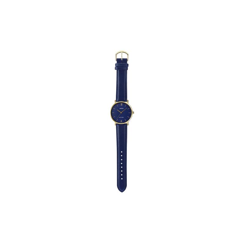Casio Серия STANDARD в простом стиле деловой повседневный универсальный классический стрелочный синий циферблат водонепроницаемый кварцевый механизм кожаный ремешок MTP-VT01GL-2B