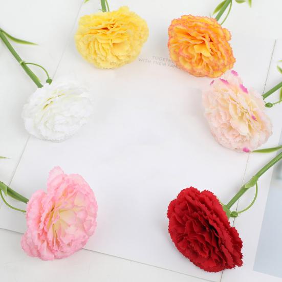 5 Pcs Artificial Faux Silk Carnation Picks 11.4" Fake Carnation Flowers with Stem for Wedding Home Table Centerpieces Floral Arrangement Decor
