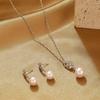 Trendy Women Crystal Earrings Korean Style Pendant Spiral Pearl Necklace Rhinestone Jewelry Set