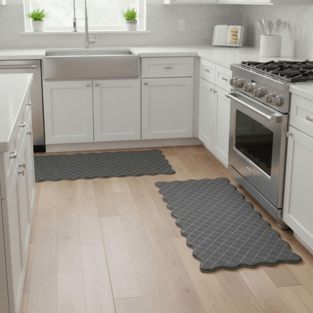 Wear-resistant Kitchen Rug Thickened Door Mat Comfortable Scalloped Embossed Kitchen Mat Office
