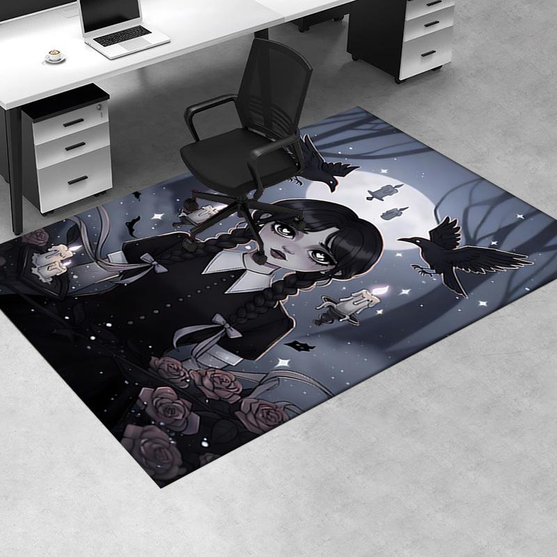Wednesday Charming Gothic Office Chair Mat: Perfect for Home Decor, Office Use, and Gifts - Featuring Raven, Candle, and Rose Designs!.12232