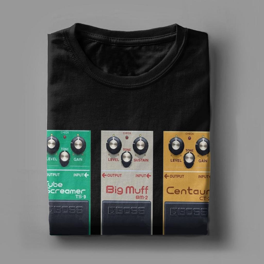 Fictional Pedal Trio Big Muff Guitar Pedal Effect Shoegaze Мужские футболки Винтажные футболки Футболки с круглым воротником Хлопок Идея для подарка