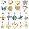 Новые Оригинальные Медные Разноцветные Шармы-Подвески в виде Сердца, Клевера, Розы, Звезды, Бабочки, Птицы с Бусинами для DIY Браслета, Ожерелья, Женский Подарок