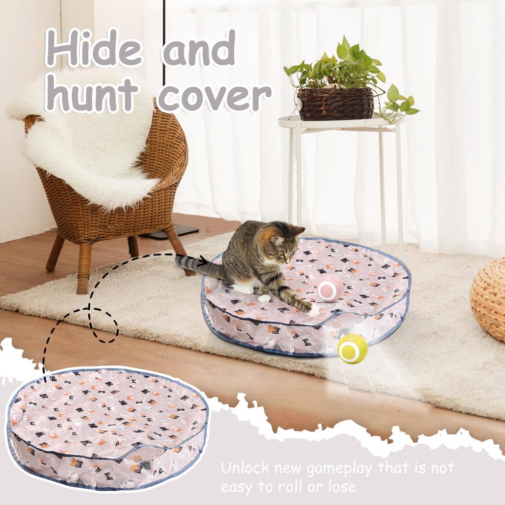 Интерактивный коврик с игрушкой для кошек, для кошек, живущих в помещении, автоматическая игра в прятки с движущимся мячом, активируемая движением, для упражнений в помещении, игровой коврик 72 см
