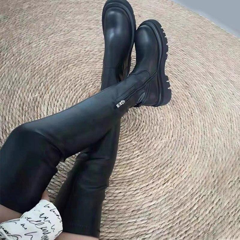 Новые женские длинные сапоги, модные зимние женские сапоги до бедра, Сапоги выше колена на массивном каблуке, женская обувь, женские сапоги, модная зимняя верхняя одежда 2021 года