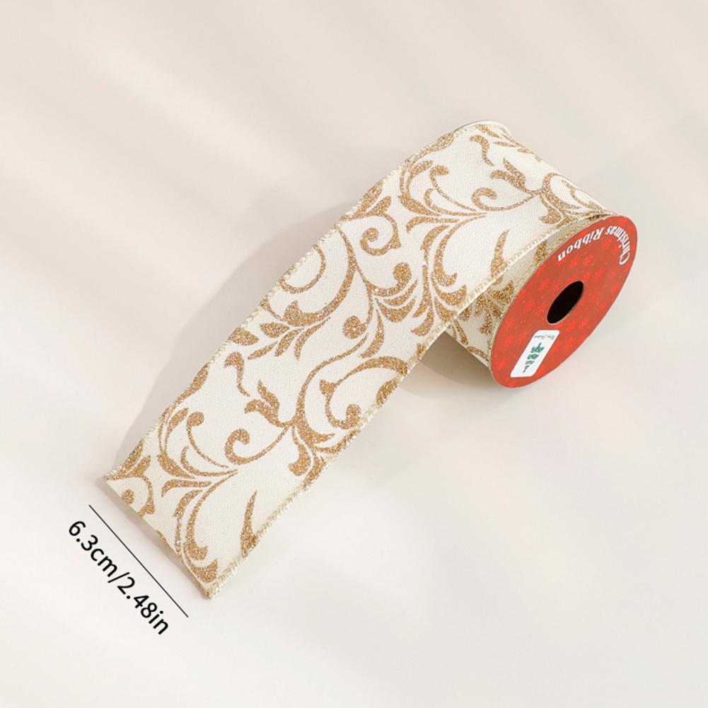 Мерцающая фольгированная рождественская лента Золотая элегантная атласная лента Упаковка подарков/Украшение рождественской елки/Гирлянды Лента для украшения упаковки и рукоделия
