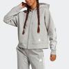 adidas Полосатая толстовка с капюшоном на молнии для женщин, серая IB8511