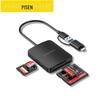 PISEN 4-in-1 USB 3.0 Card Reader for SD, TF, MS, CF - High Speed, Android Type-C Compatible