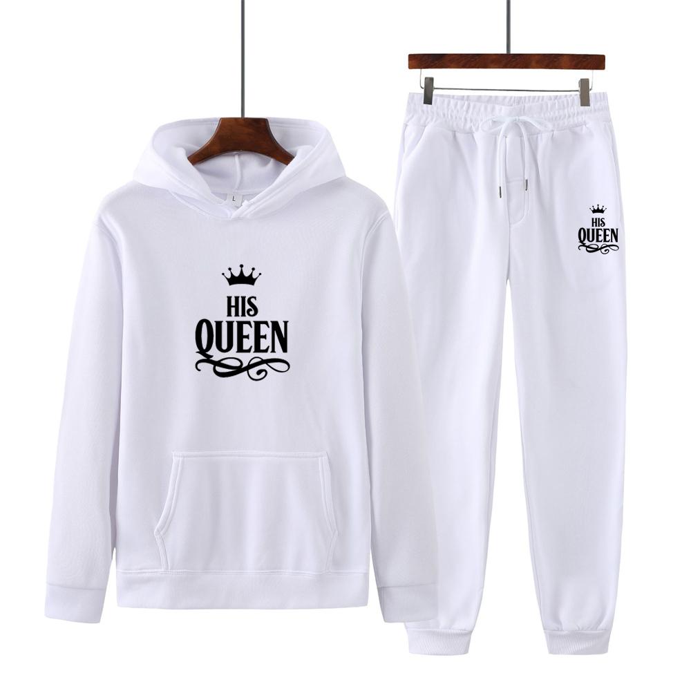 Женский спортивный костюм с длинными рукавами HIS QUEEN с принтом, толстовки, спортивные штаны, спортивная одежда для бега, комплект из 2 предметов