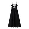 Summer New Product Women's Clothes Sexy Wind V Neck Sleeveless High Waist Metal Decorative Exposed Navel Long Sling Dress