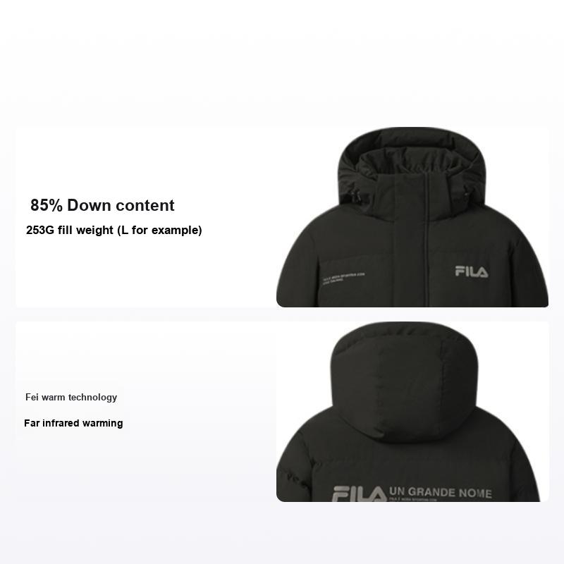 Fila Оригинальная Мода Простая Личность Трендовая Повседневная Универсальная Удобная Длинная Пуховая Куртка с Капюшоном Мужская верхняя одежда F11M549904FBK