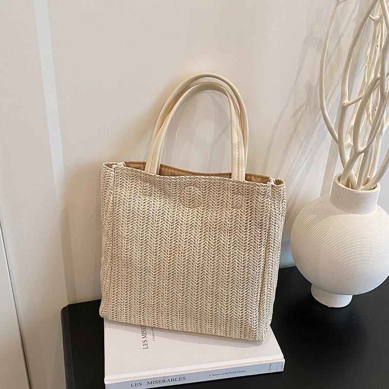 Летняя новая плетеная женская портативная сумка-тоут большой вместимости, популярная повседневная сумка через плечо, сумка под мышку, пляжная сумка