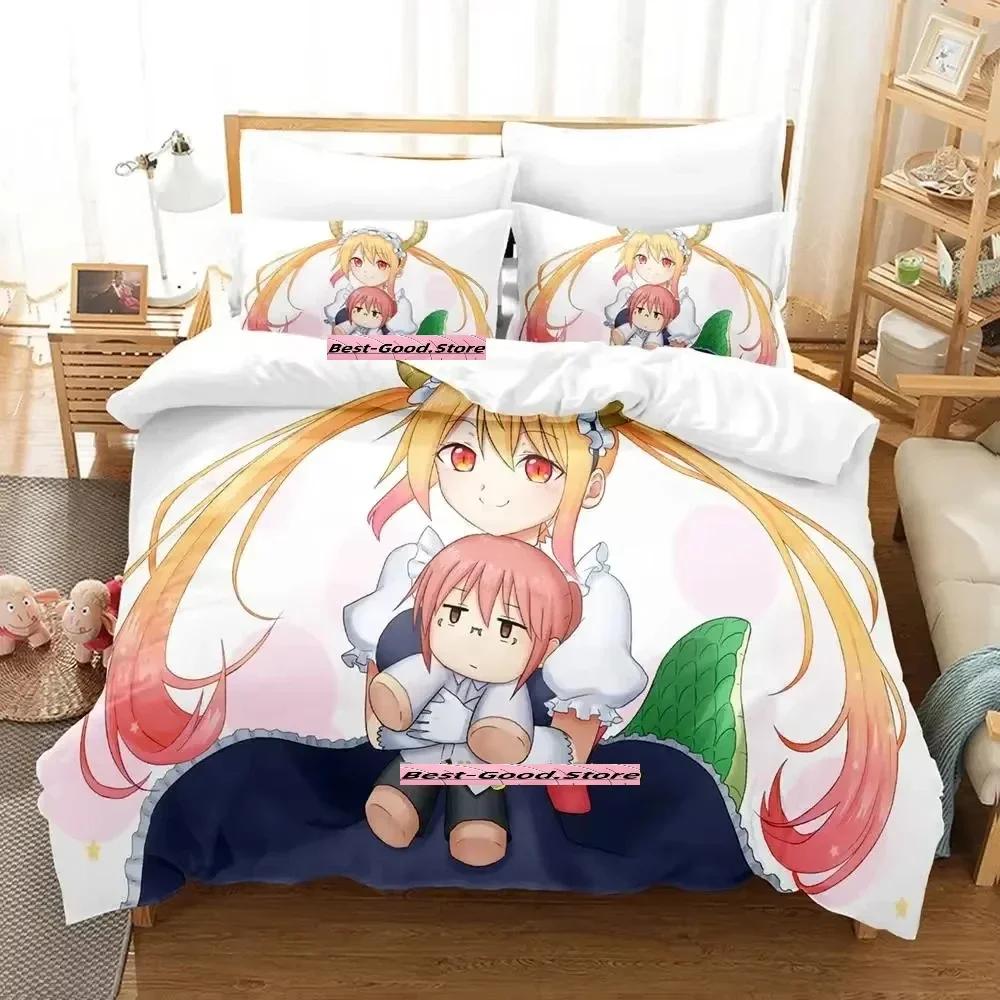 Новый комплект постельного белья Miss Kobayashi's Dragon Maid, комплект из трех предметов в стиле аниме для взрослых и детей, комплект пододеяльников, модный комплект постельного белья