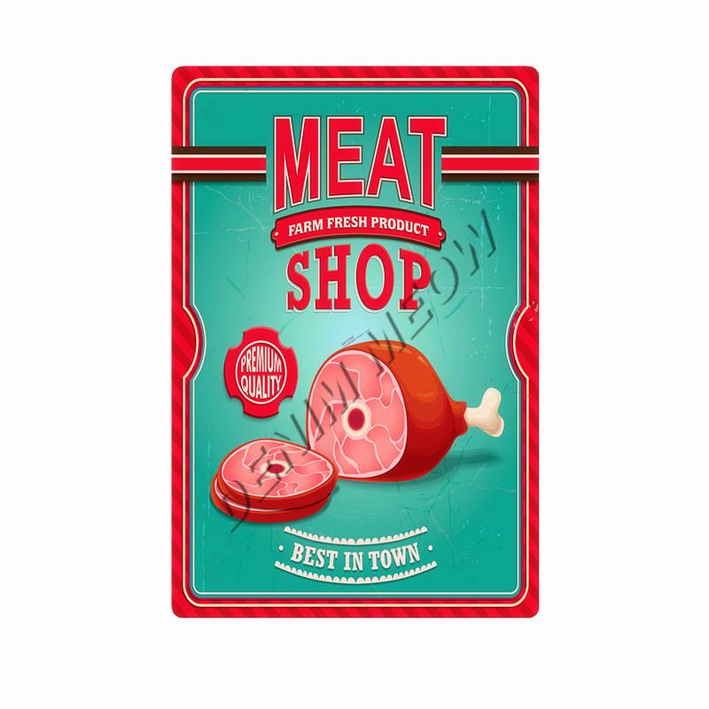 Cuts Butcher Guide Metal Sign Retro Pork Beef Meat Collcetion Vintage Metal Poster Museum Butchers Shop Home Decor WY