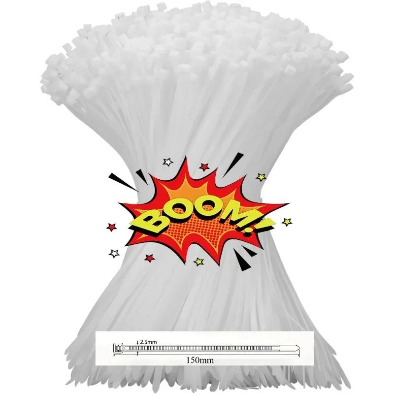 Прочные Пластиковые Стяжки Самозащелкивающиеся Нейлоновые Стяжки для Организатора Электроники Стяжки для Проводов УФ-стойкие Черные