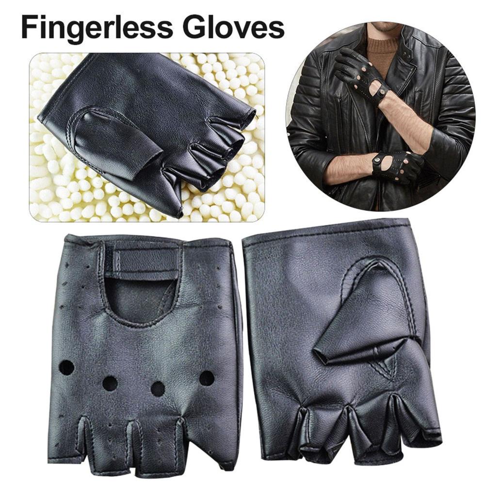 Driving Motor Ride Punk Glove Gloves Fingerless Leather Mittens