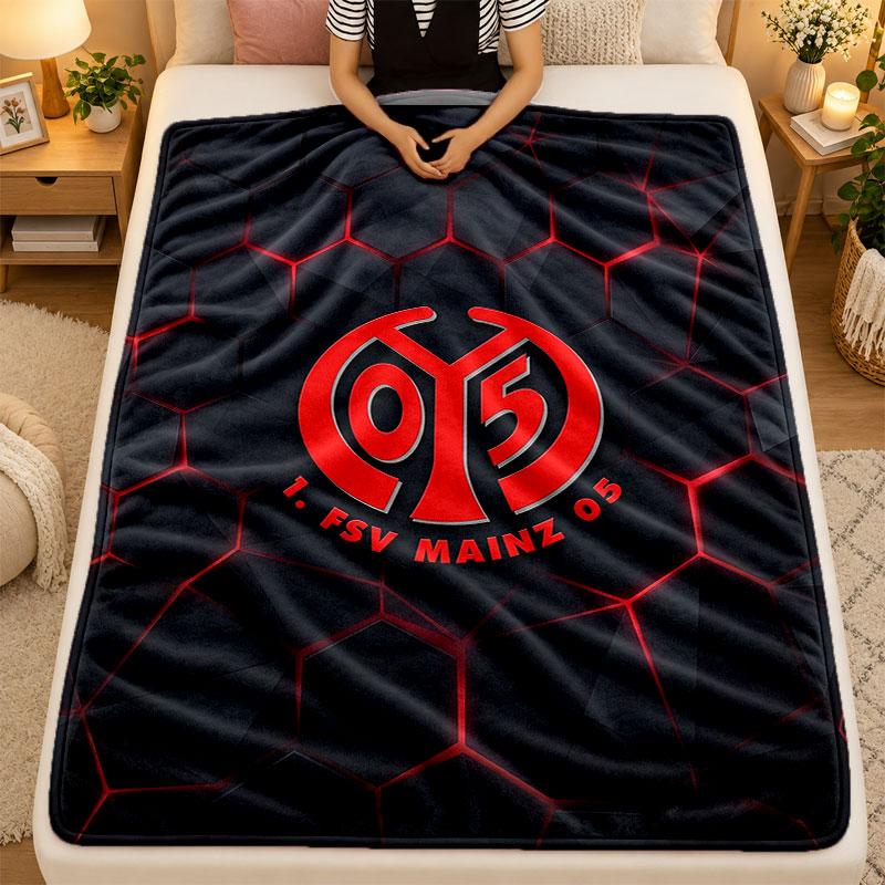 Flannel BlanketMainz FC Warm Soft Throw Blanket for Indoor Sofa Bed Living Room Use