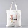 Custom Name White Canvas Tote Bag Large Capacity Foldable Supermarket Shopping Bag For Women Shopper Personalized Handbags