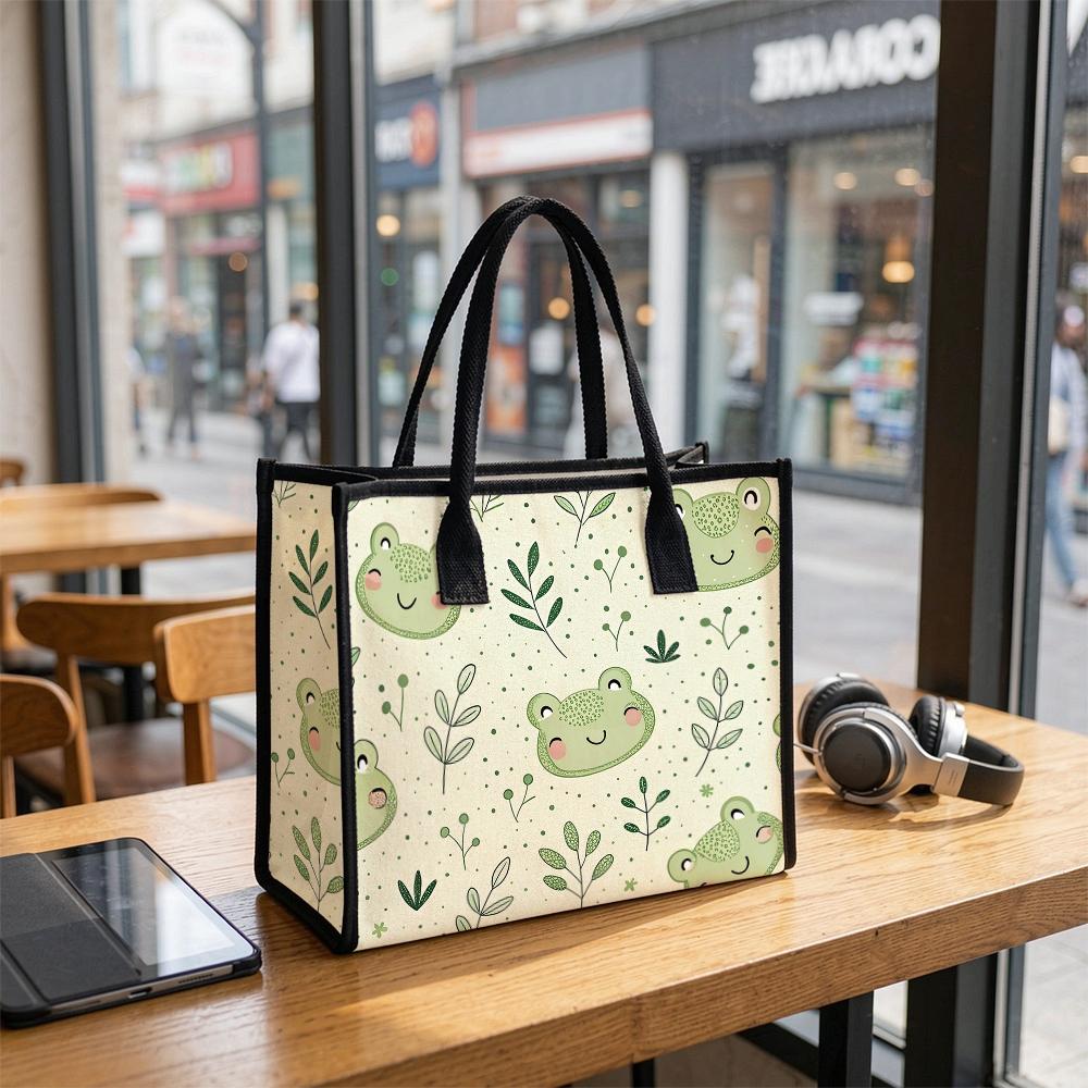 Cute Frog Print Women Casual Tote Portable Fashion Daily Handbag