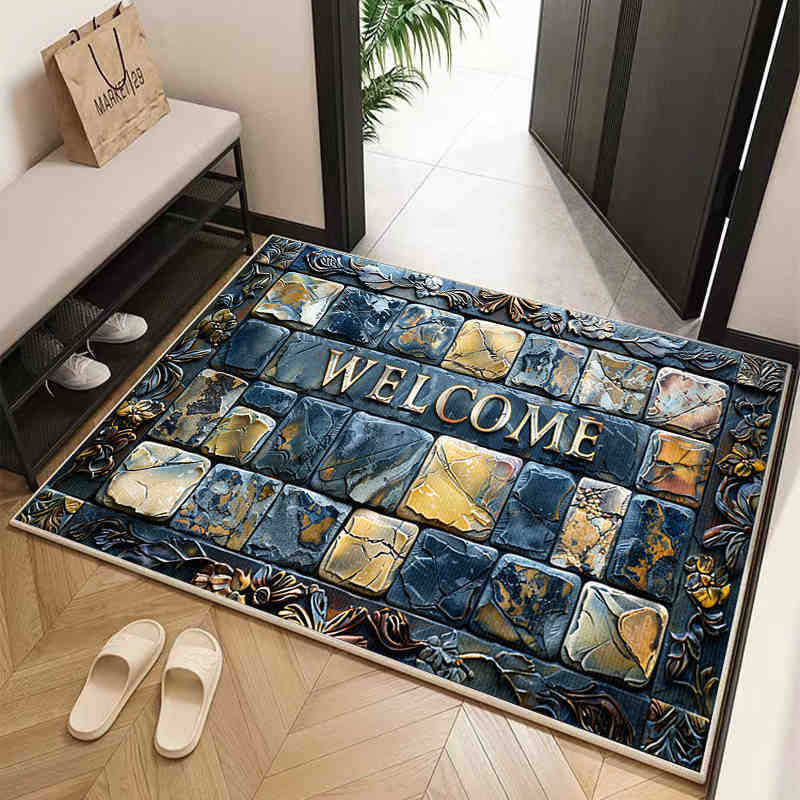 Домашний коврик в американском стиле для входной двери, скребущий грязь и почву, грязеотталкивающий, коврик из хрустального бархата, бытовой коврик, за которым легко ухаживать