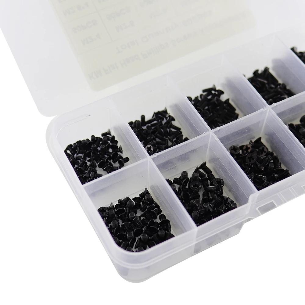 500 шт./компл. M2 M2,5 M3 KM винт с плоской головкой Phillips винты для ноутбука Набор винтов для ноутбука для компьютера маленький винт