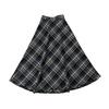Women Midi Skirt High Waist A-Line Woolen Skirt Plaid Pattern Slimming Mid-calf Skirt Daily Home Street Wear