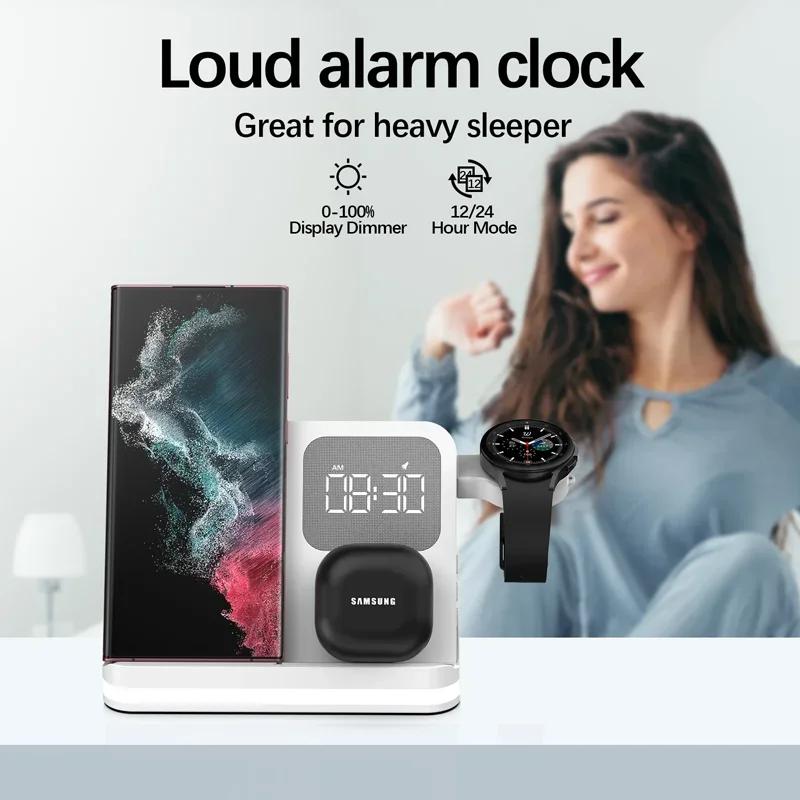 Беспроводная зарядная док-станция 6 в 1 для iPhone Samsung S23 S22 Ultra Note Fold Galaxy Watch 5 4 Active Buds с быстрой зарядкой