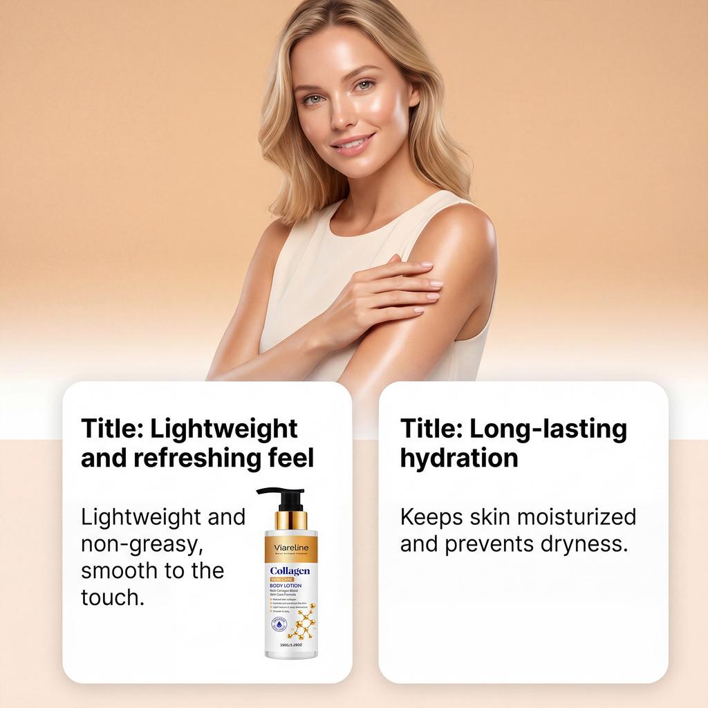 VIARELINE Collagen Moisturizing Body Lotion Hydrating Nourishing Smooth Skin Locking Moisture 150ml