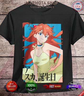 Аска Лэнгли Футболка Neon Genesis Evangelion Футболка Японское Аниме Футболка Манга ЕВА