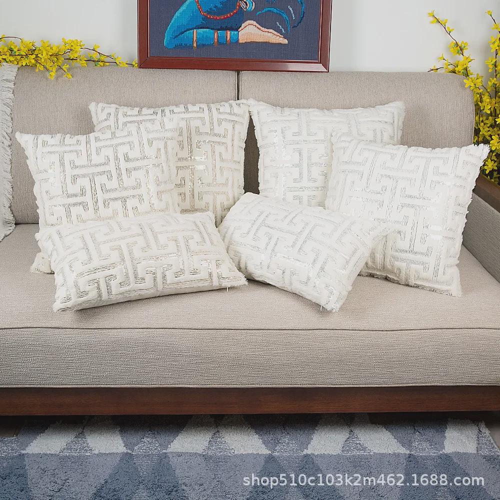 Plush Sequin Line Cross-Border Pillowcase with Waist Support