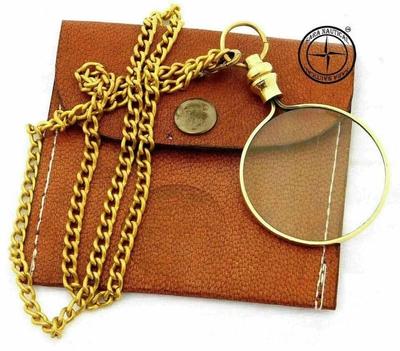 Латунное увеличительное стекло Оптическая увеличительная линза с цепочкой-ожерельем Монокль