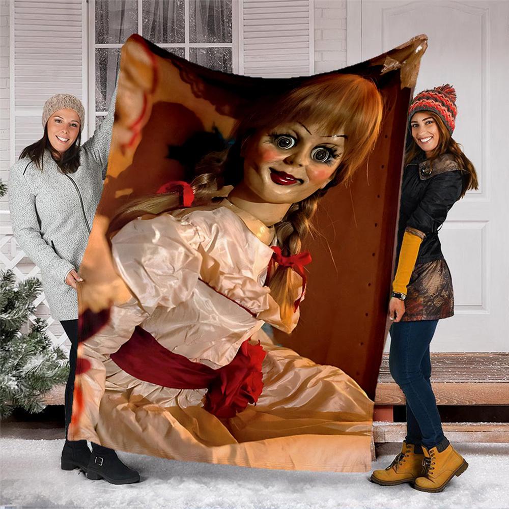 1 шт. кукла Аннабель, Хэллоуинский наружный фланелевый плед, легкий, теплый, уютный, для путешествий, кемпинга, офиса, мягкая полиэстеровая ткань