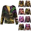 Women's Casual Fashion Long Sleeve Standing Collar Single Breasted Carnival Print Workwear Jacket Tops