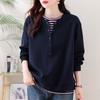 2025 New Autumn Plus Size Hoodie Buttons Women Pullovers Tops Solid Fashion Loose