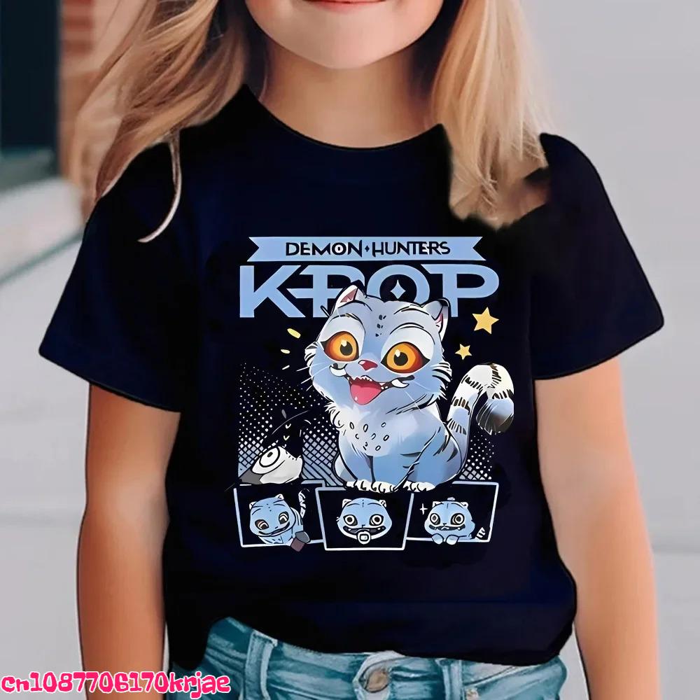 Горячая детская футболка Kpop Охотники на демонов с коротким рукавом для мальчиков Детская футболка Kpop Охотники на демонов Харадзюку футболка для мальчиков и девочек