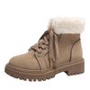 Female Shoes On Sale 2024 Lace Up Women's Boots Winter Plush Fleece for Warmth Round Toe Solid Short Barrel Low Heel Snow Boots