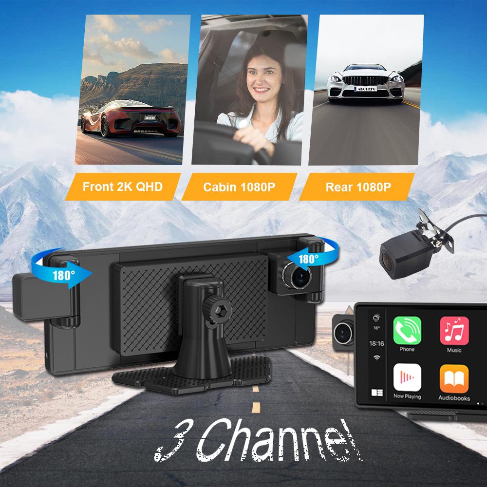 3 объектива 10.26 Высокое разрешение Беспроводная автомобильная навигация Carplay GPS 3 Записывающий автомобильный видеорегистратор