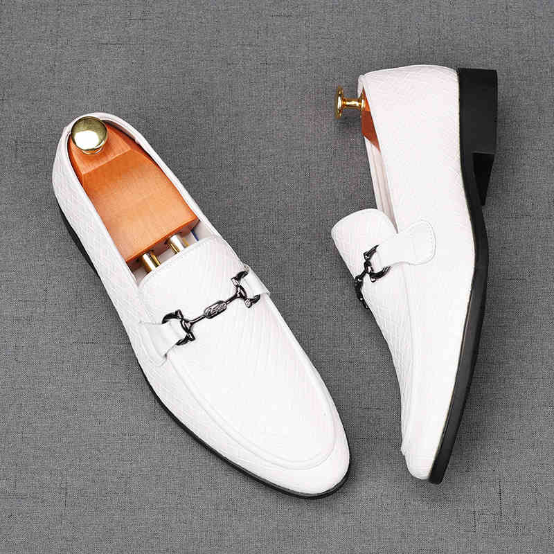 New Men's White Brown Knit Pattern Wedding Dress Shoes Male Casual Flats Loafers Homecoming Prom Zapatillas Hombre
