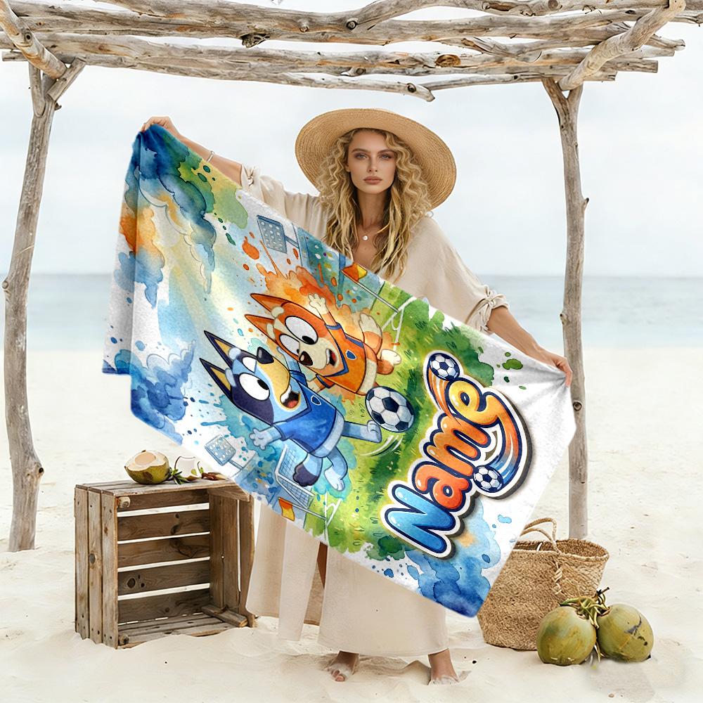Autumn Forest Friends Customize Text Beach Towel Quick-Dry Soft Microfiber Suitable for Sports Travel Swimming Yoga Bathroom Beach And Pool