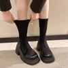 Осенне-зимние эластичные ботильоны женские 2024 г., толстые готические ботинки на толстой подошве, женские короткие ботинки