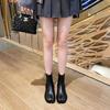 Эластичные ботинки-челси без застежек, женские, с разрезным носком, на низком каблуке, ботильоны, женские туфли-таби, зимние, из лакированной/матовой кожи