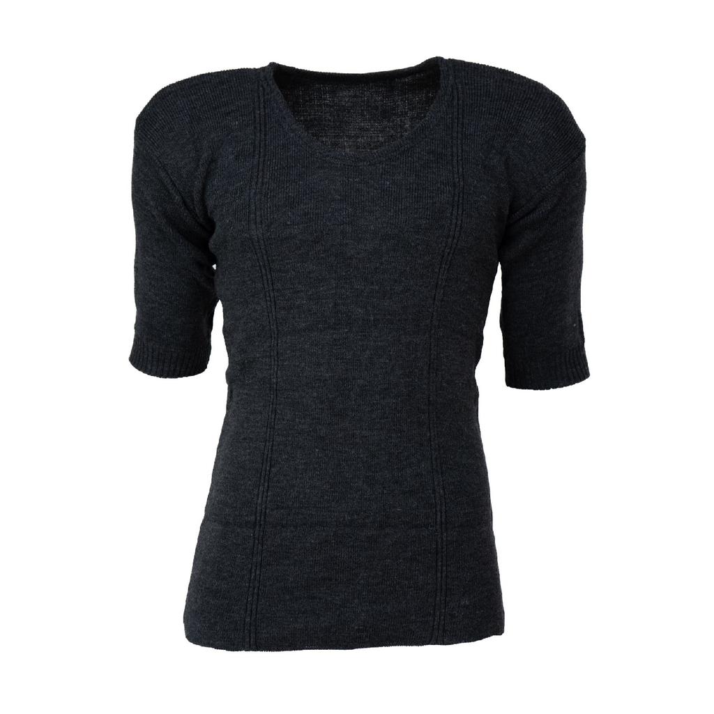 Мужская зимняя термобелье из 100% шерсти с коротким рукавом, плотная классическая шерстяная трикотажная однотонная рубашка, сохраняет тепло