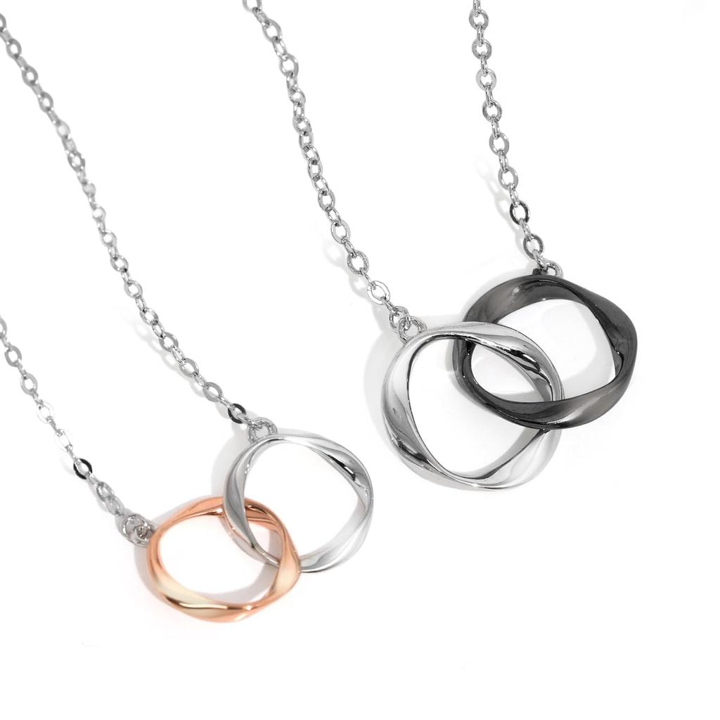 Matching Necklaces for Stylish Silver Necklaces with Moebius Pattern In Pink Perfect for Men and Perfect Gift for an Anniversary [Red String] Couples,