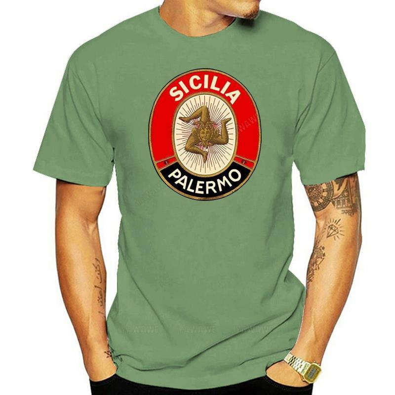 Mens tshirts Summer Teeshirts Sicilia Palermo TShirt  Vintage Style Sicily Tee unisex Oneck short sleeve male casual T Shirt