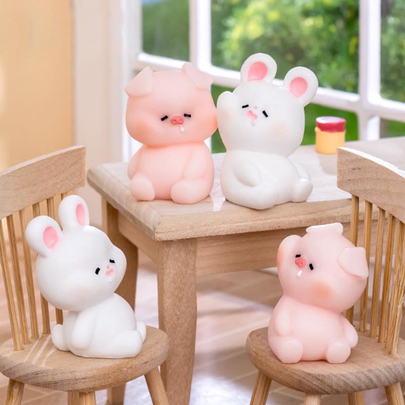 Мультяшная милая фигурка кролика из смолы, украшение для автомобиля, настольный креативный безделушка, микропейзаж, домашний декор, аксессуары