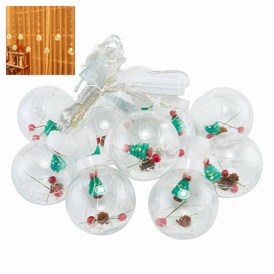 Светодиодный рождественский светильник Yousheng Ball String Light, украшение в виде шара с пожеланиями, 10 светильников в виде Санты/снеговика/шара для занавеса, декор для дома и улицы