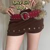 Western Style Y2K Waistband Faux Fur Plush Belt Simple Leather Fur Belt  Daily